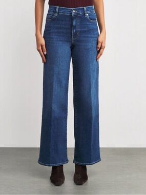 FRAME Le Slim Palazzo High-Rise Wide-Leg Jeans - Blue - Size 28